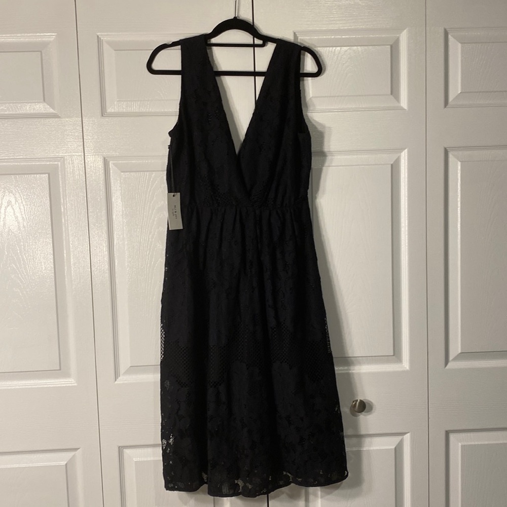Deep V neck black lace midi dress (Ali & Jay Los Angeles) New with tags, size L